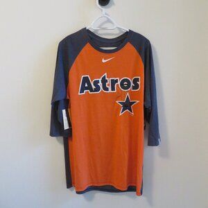 NIKE Houston Astros Cooperstown Collection 3/4 Sleeve Tee.  Size L. NEW w/ Tags.